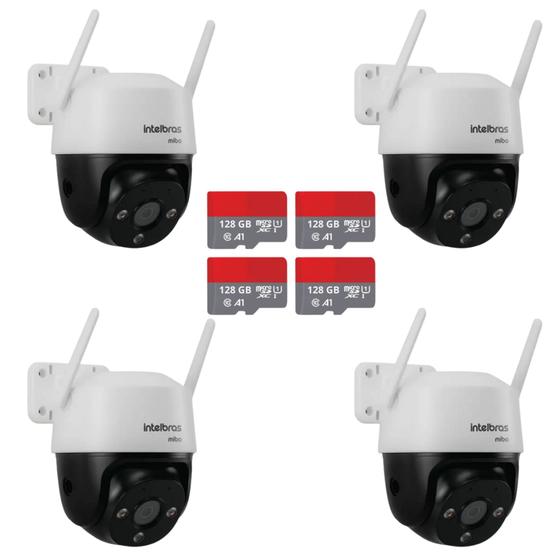 Imagem de kit 4 Camera de Segurança Wifi Im7 Full Color 360 Speed Dome Intelbras 4 cartoes 128GB