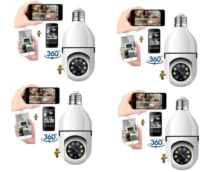 Imagem de Kit 4 Camera Ip Segurança Lampada Yoosee Panoramica Wifi1080 Espia