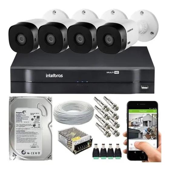 Imagem de Kit 4 Câmera Segurança Intelbras bullet 720p + Dvr Mhdx Multi Hd + HD 320GB