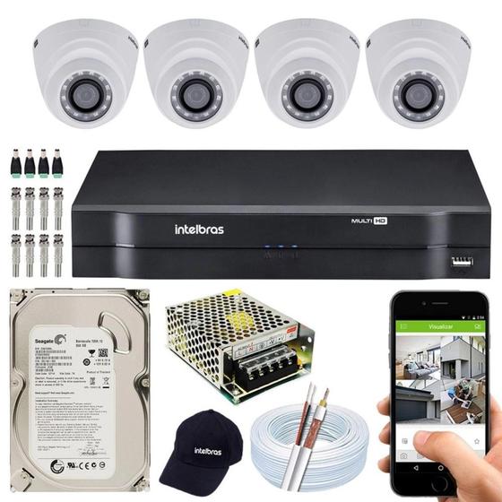 Kit 4 camera seguranca Residencial Multi HD Intelbras CFTV Câmera de