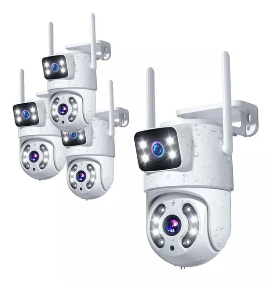 Imagem de Kit 4 Câmera Wifi Smart Lente Dupla Full HD Com Microfone A Prova D'água
