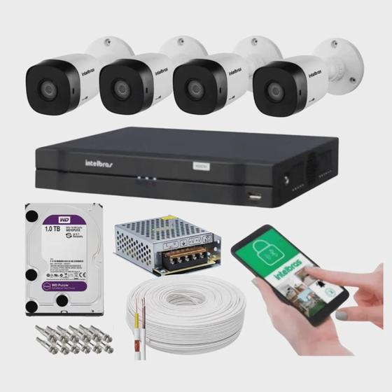 Kit 4 Câmeras 1120b Intelbras Dvr 4 Canais Com Hd Purple 1TB Western Digital Menor preço em Kit 4 Câmeras 1120b Intelbras Dvr 4 Canais Com Hd Purple 1TB Western Digital
