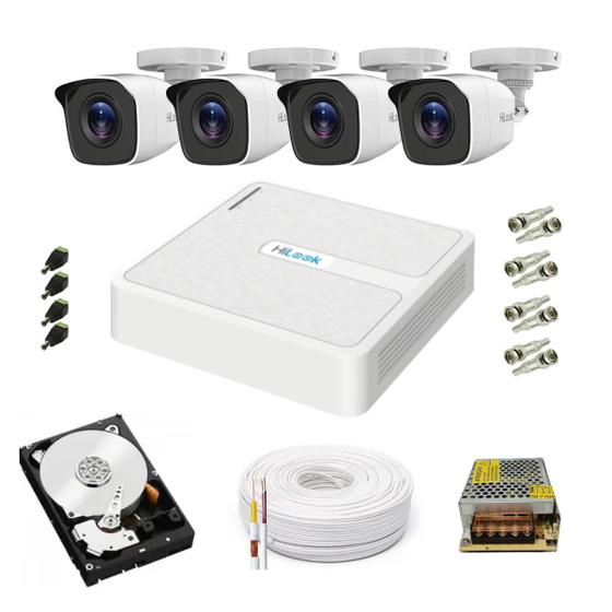 Imagem de Kit 4 Cameras Bullet 2mp Dvr Lite Hilook Lite C/ Hd E Cabo Coaxial