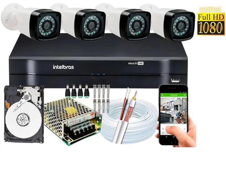 Kit 4 Câmeras Bullet Full HD 1080p Lente 3.6mm Visão Noturna 20M ip66