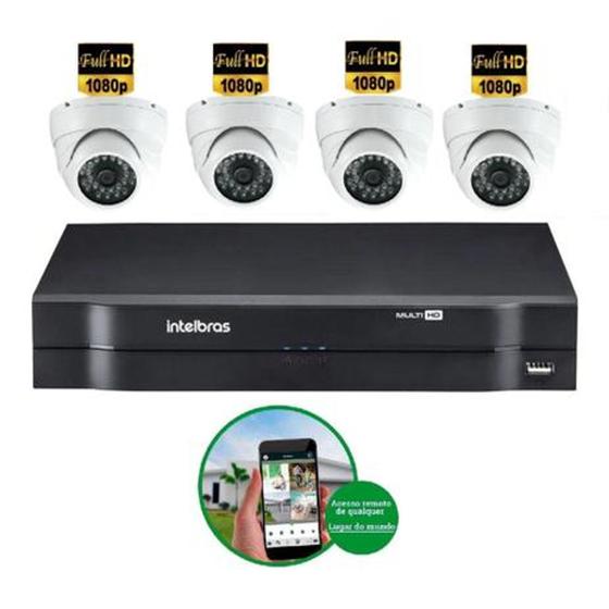 Imagem de Kit 4 Câmeras De Segurança 2 MP Full Hd  1080p Dvr Intelbras mhdx Full Hd