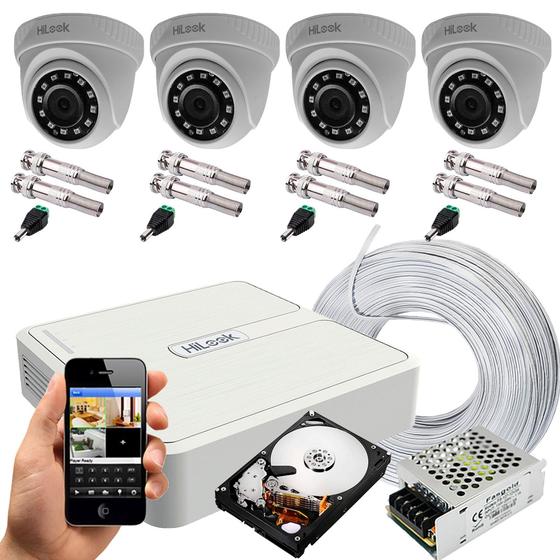 Imagem de Kit 4 Câmeras de segurança HD Ir 20m Dvr 4 104g-Hilook/Hikvision 