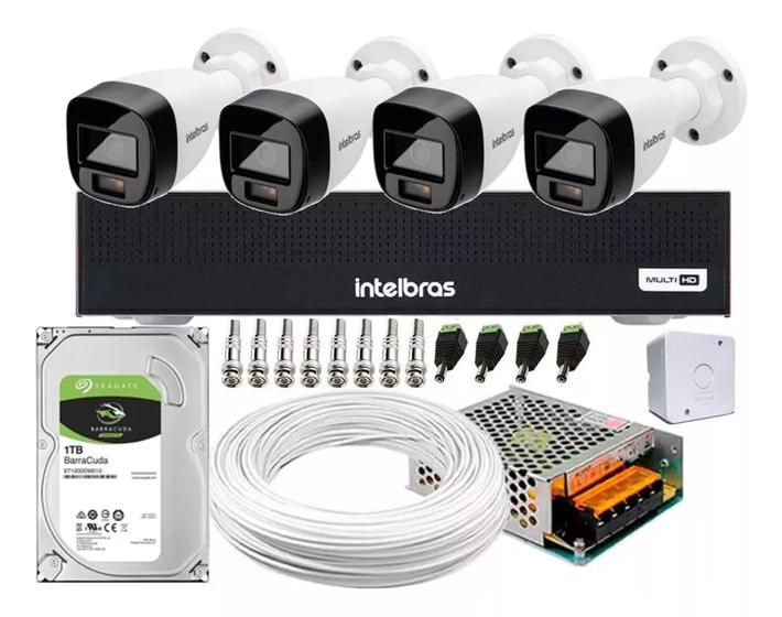 Imagem de Kit 4 Cameras de Segurança Intelbras 1120 B Full Color Dvr 4 Canais C/ hd 1 Tb