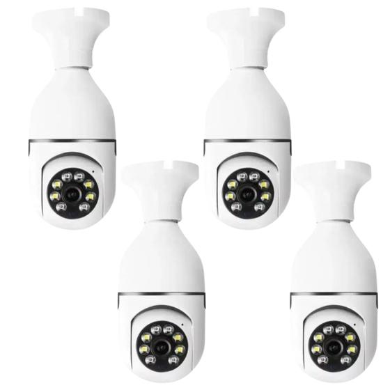Imagem de kit 4 cameras de segurança smart wifi 360º full hd para escritorio casa baba imagem no celular lampada infravermelho giratorio sensor de movimentos
