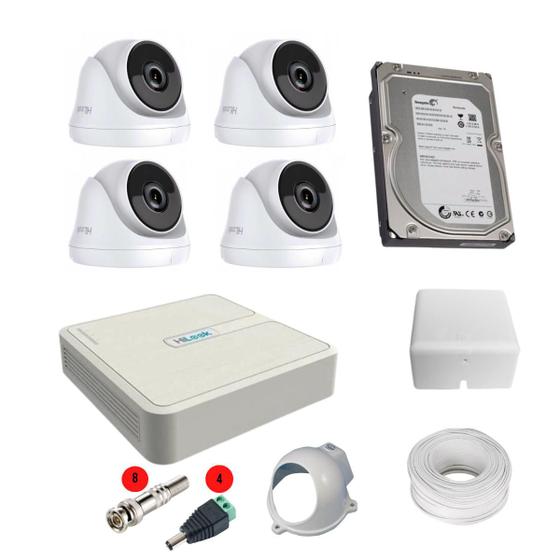 Kit 4 cameras dome thct120pc dvr 4 canais completo com hd HIKVISION Gravador de Vídeo
