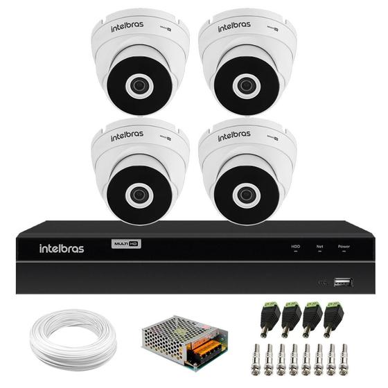 Imagem de Kit 4 Câmeras Dome VHD 3220 D G6 Multi HD Intelbras + DVR Intelbras MHDX 1204 4 Canais H.265+