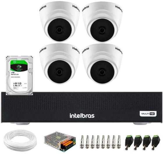 Imagem de Kit 4 Câmeras Dome VHL 1220 D G2 HDCVI 2 megapixels Intelbras Visão Noturna 20m + Dvr Intelbras MHDX 1104-C 4 Canais + HD 1TB BarraCuda