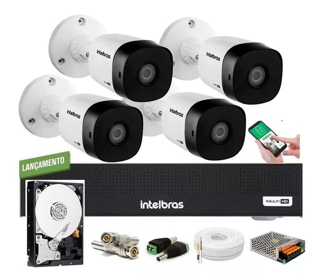 Imagem de Kit 4 Câmeras Externas 1mp Dvr Intelbras Mhdx 1004 C/ Hd 500