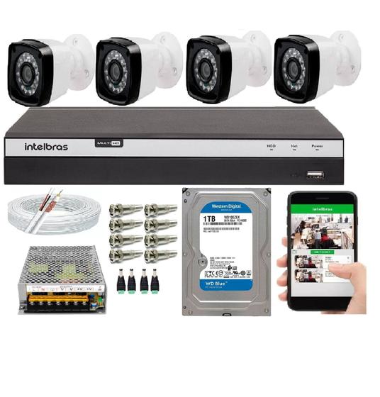 Imagem de Kit 4 Câmeras HD 720p + DVR Intelbras MHDX 3104 C/HD 1TB