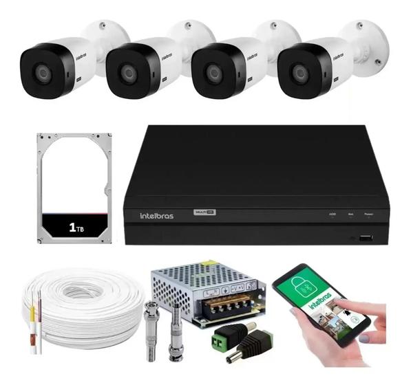 Imagem de Kit 4 Câmeras Intelbras 1120b Dvr 4 Canais Com Hd Lançamento