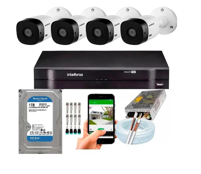 Imagem de Kit 4 Câmeras Intelbras 1120b Dvr 4 Canais Lançamento - Com Hd 1 Tb