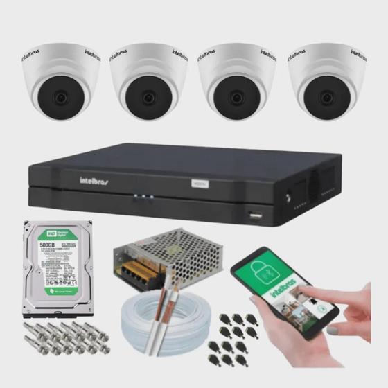 Kit 4 Câmeras Intelbras Dome 1120d Dvr 4 Canais Com Hd Menor preço em Kit 4 Câmeras Intelbras Dome 1120d Dvr 4 Canais Com Hd