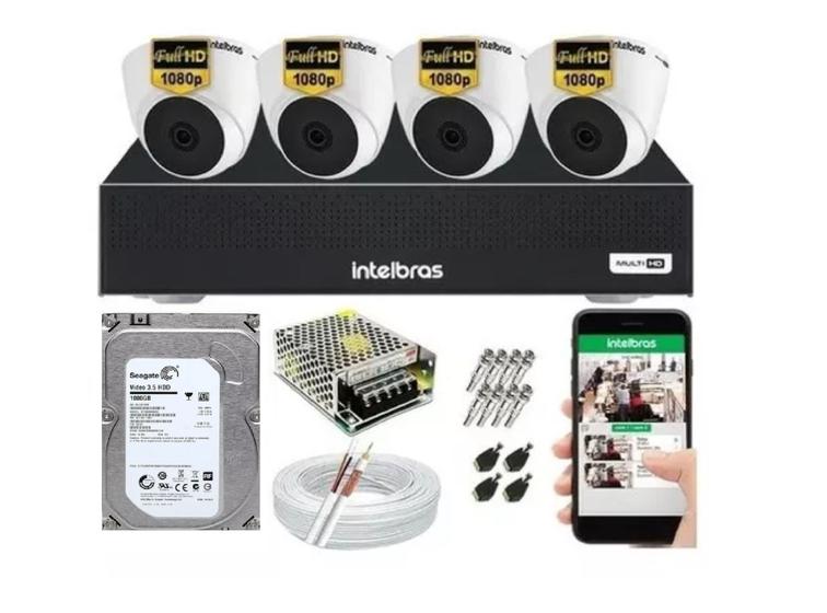 Kit 4 Câmeras Intelbras Dome Full Hd 1220 Dvr 4 Canais C/ Hd Menor preço em Kit 4 Câmeras Intelbras Dome Full Hd 1220 Dvr 4 Canais C/ Hd