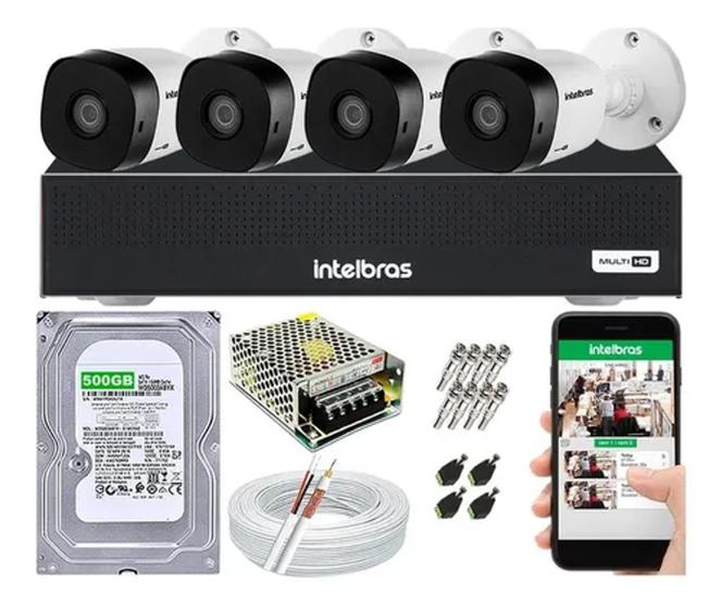 Kit 4 Câmeras Intelbras Full Hd 1220 E Dvr 8 Canais Completo Câmera