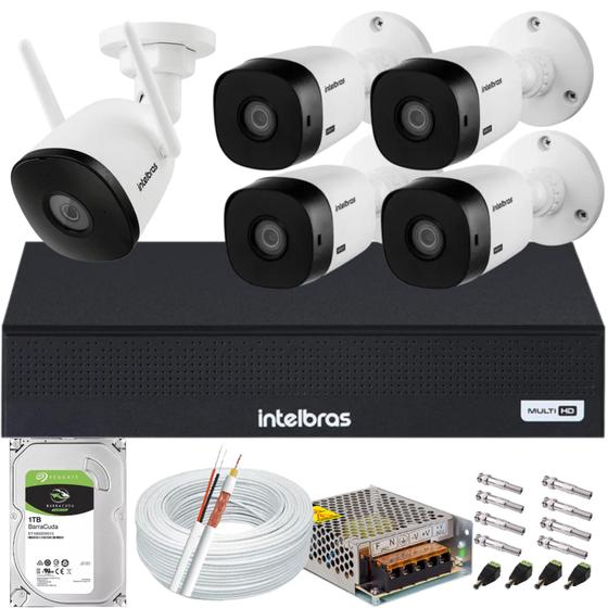 Imagem de Kit 4 Câmeras Intelbras Full Hd 1220b Dvr 4 Canais 1004c 500gb + 1 Câmera De Video Wi-fi Mibo Im5