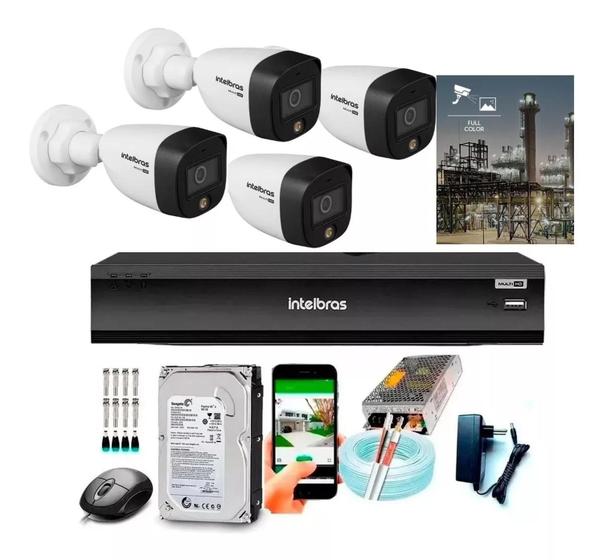 Imagem de Kit 4 Câmeras Intelbras Fullcolor 1220 Dvr Intelbras mhdx 3008-C