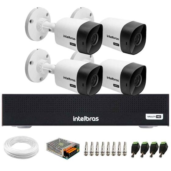 Imagem de Kit 4 Câmeras Intelbras VHC 1120 B HD 720p Visão Noturna 20m Resistente à Chuva IP66 + DVR Gravador Digital de vídeo Intelbras MHDX 1104-C