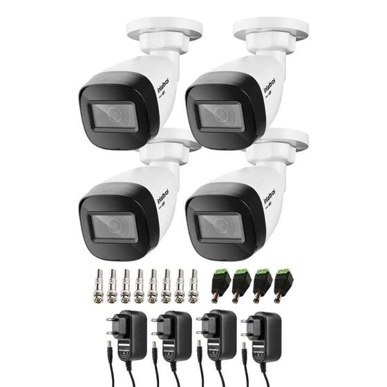 Imagem de Kit 4 Câmeras Intelbras VHD 1130 B HD 720p com Lente 2.8mm Visão Noturna 30m Resistente à Chuva IP67 + Conectores + Fontes