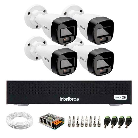 Imagem de Kit 4 Câmeras Intelbras VHD 1220 B Full Color Bullet Full HD 1080p Multi HD Visão Noturna de 20m + Dvr Intelbras MHDX 1004-C 4 Canais