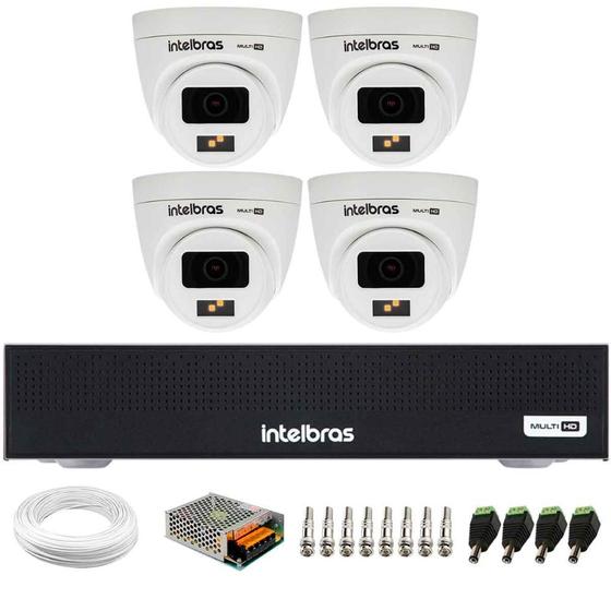 Imagem de Kit 4 Câmeras Intelbras VHD 1220 D Dome Full Color Full HD 1080p Visão Noturna Colorida de 20m + DVR Intelbras MHDX 3004-C com 4 Canais