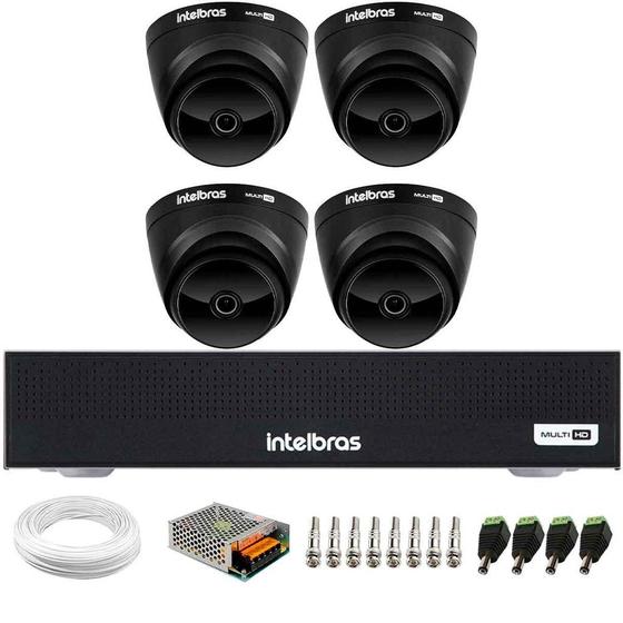 Imagem de Kit 4 Câmeras Intelbras VHD 1220 D G7 Dome Black Full HD 1080p Lente 2.8mm Visão Noturna 20m + Dvr Intelbras MHDX 1104-C 4 Canais