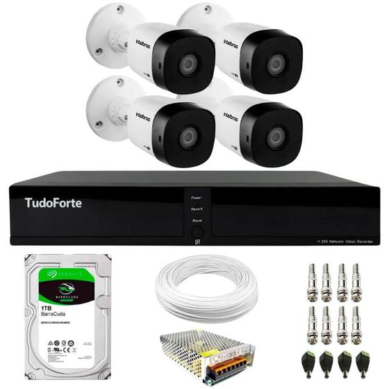 Imagem de Kit 4 Câmeras Intelbras VHD 1230 B Full HD 1080p Bullet Visão Noturna 30 metros IP67 + Dvr Tudo Forte TFHDX 3304 4 Canais App Xmeye + HD 1TB BarraCuda