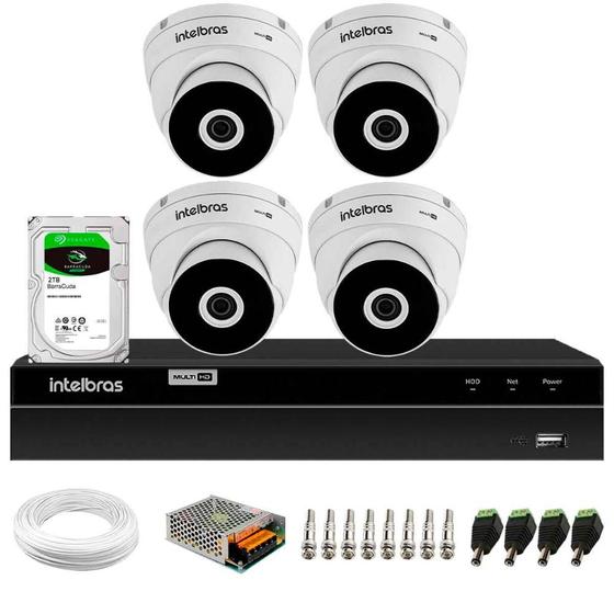 Imagem de Kit 4 Câmeras Intelbras VHD 3130 D G7 HD 720p Dome Infravermelho de 30m Proteção IP67 + DVR Intelbras MHDX 1204 4 Canais + HD 2TB BarraCuda