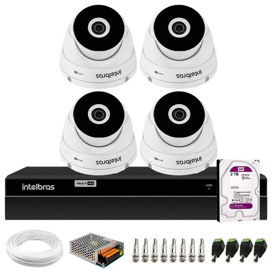 Imagem de Kit 4 Câmeras Intelbras VHD 3220 Dome Metálica Full HD 1080 DVR MHDX 1104 Intelbras 2TB Purple