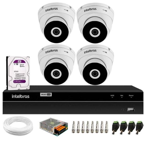 Imagem de Kit 4 Câmeras Intelbras VHD 3230 D G7 Dome Full HD 1080p Visão Noturna de 30m IP67 + Dvr Intelbras MHDX 1204 4 Canais + HD 1TB Purple