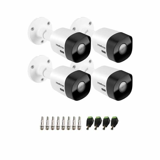 Imagem de Kit 4 Câmeras Intelbras VHD 3530 B 5MP Bullet Visão Noturna de 30m Proteção IP67 HDCVI + Conectores