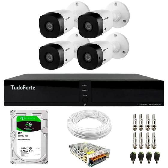 Imagem de Kit 4 Câmeras Intelbras VHL 1120 B HDCVI Lite HD 720p Lente 3.6mm Visão Noturna 20m IP66 + Dvr Tudo Forte TFHDX 3304 4 Canais + HD 1TB BarraCuda