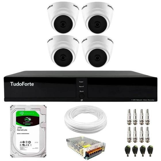 Imagem de Kit 4 Câmeras Intelbras VHL 1120 D HDCVI Lite Dome HD 720p Lente 3.6mm Visão Noturna 20m + Dvr Tudo Forte TFHDX 3304 4 Canais + HD 2TB BarraCuda