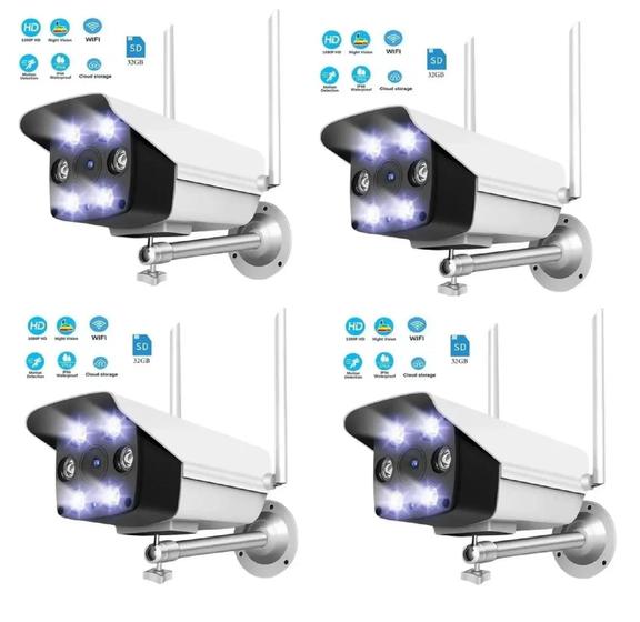 kit 4 Cameras Ip Externa A Prova D Agua Wifi Visao Noturna Full Hd Ip65 grava em nuvem Afc
