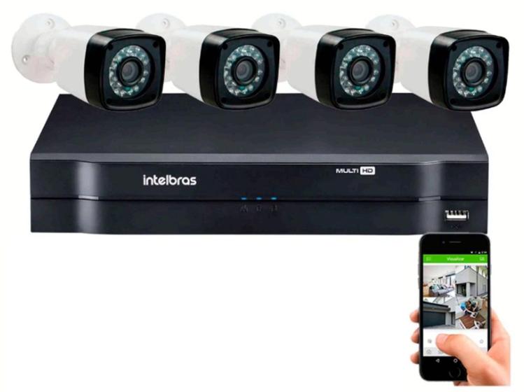 Imagem de Kit 4 Cameras Segurança 720p Hd Dvr Full Hd Intelbras 4ch S/hd