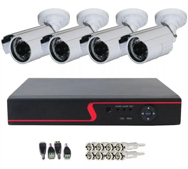 Imagem de Kit 4 Câmeras Segurança + Dvr 4 Canais + Conectores