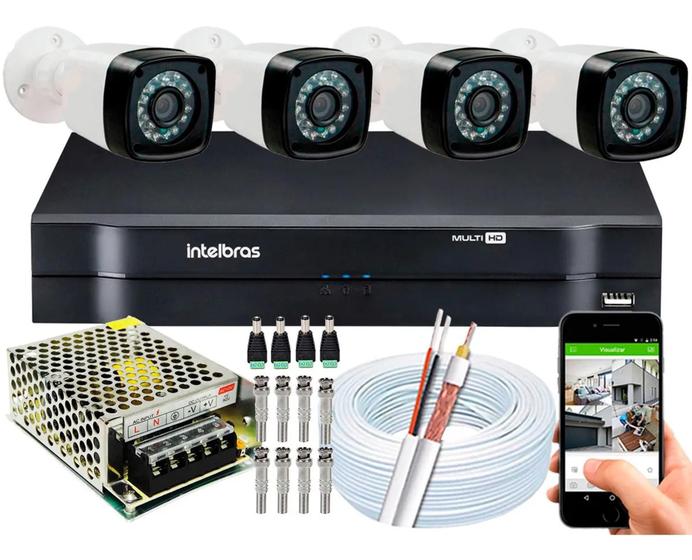 Imagem de Kit 4 Cameras Segurança Hd Dvr Intelbras mhdx 4ch S/hd