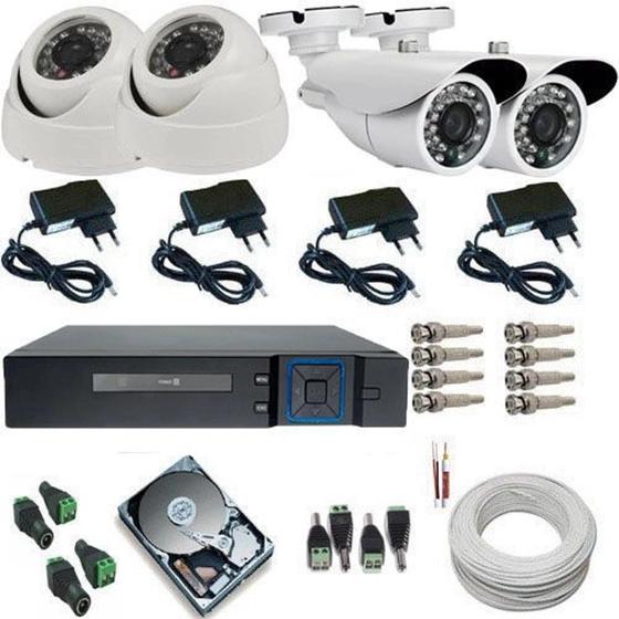 Kit 4 Câmeras Segurança Infravermelho Com Gravador Dvr 4 Canais + Hd Afc Câmera de Segurança