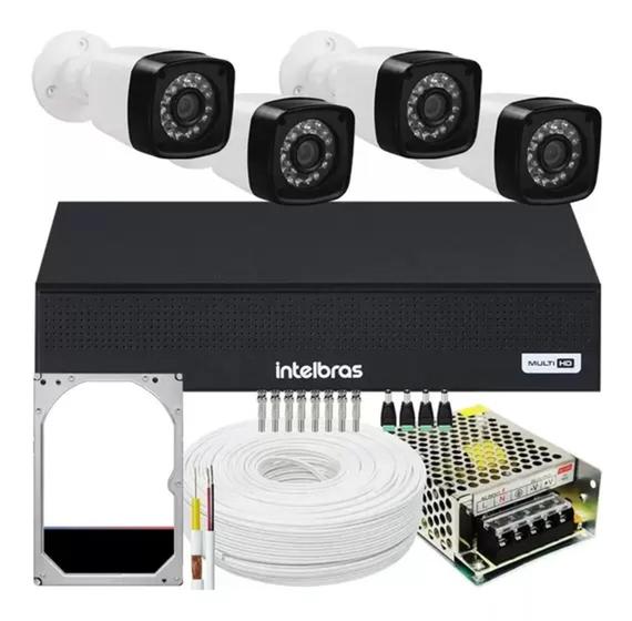 Imagem de Kit 4 Câmeras Segurança Infravermelho Dvr Intelbras Multi Hd