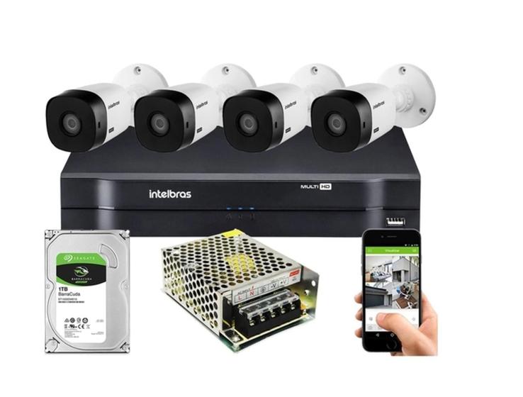 Imagem de Kit 4 Câmeras Segurança Intelbras Full Hd 1220b 1104 S/ Cabo 