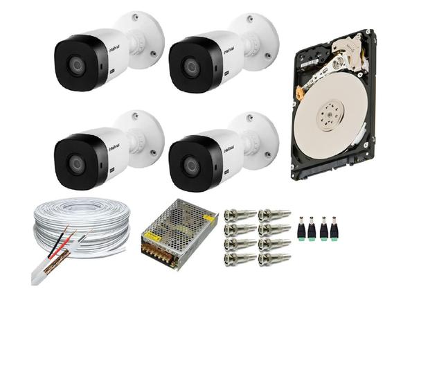 Imagem de Kit 4 Câmeras Segurança VHC 1120B HD 720 bullet Intelbras + cabos conectores C/Hd 160gb