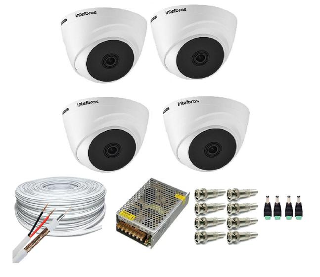 Imagem de Kit 4 Câmeras Segurança VHC 1120D Hd 720 bullet Intelbras + cabos conectores