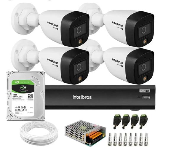 Imagem de Kit 4 Câmeras VHD 1220 B Full HD 1080p DVR Gravador MHDX 3004 4Ch Intelbras C/Hd 1 Tb