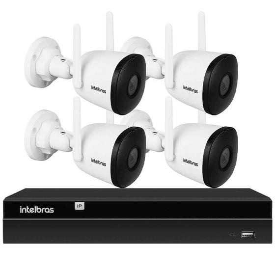 Imagem de Kit 4 Câmeras WiFi Sem Fio Visão Noturna 30m Intelbras iM5 SC Full HD 1080p Com Microfone Compatível Alexa + NVR Gravador 1404 4 Canais Intelbras