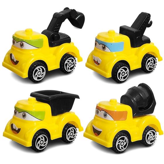 Imagem de Kit 4 Caminhões de Construção Infantil Carrinhos a Fricção