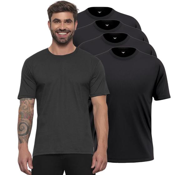 Imagem de Kit 4 Camisa Camiseta Masculina Basica 100% Algodão Gola Redonda Manga Curta