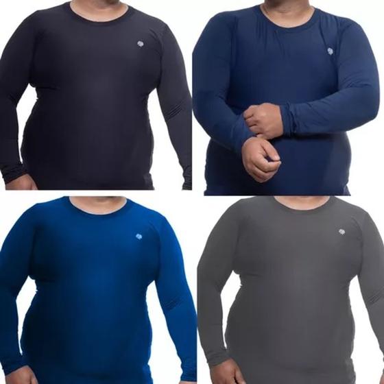 Imagem de Kit 4 Camisa Térmica Masculina plus size Proteção Solar Segunda Pele